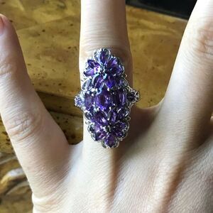 Natural African Amethyst Sterling Silver Ring Size 6